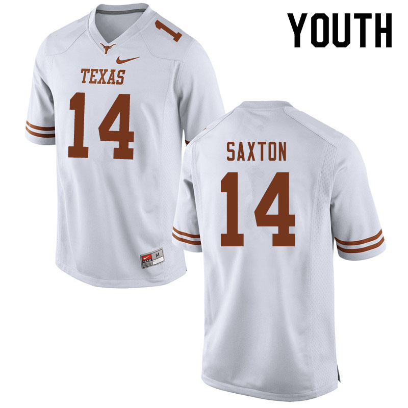 Youth #14 Sam Saxton Texas Longhorns College Football Jerseys Sale-White